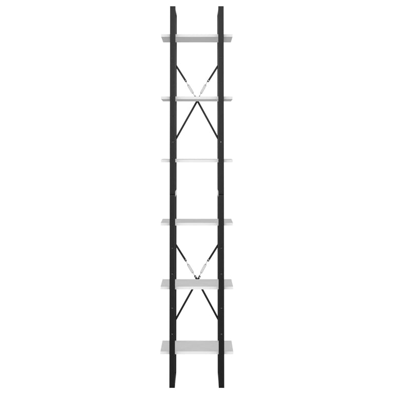 Boekenkast met 6 schappen 40x30x210 cm bewerkt hout wit MeubelReus
