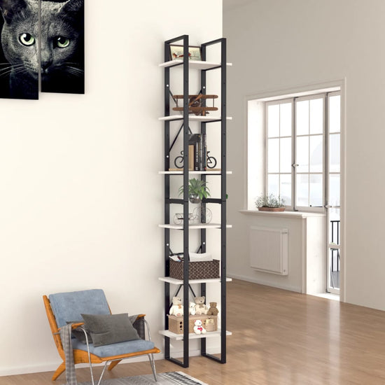Boekenkast met 6 schappen 40x30x210 cm bewerkt hout wit MeubelReus