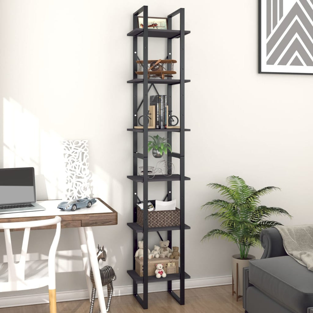 Boekenkast met 6 schappen 40x30x210 cm spaanplaat grijs MeubelReus