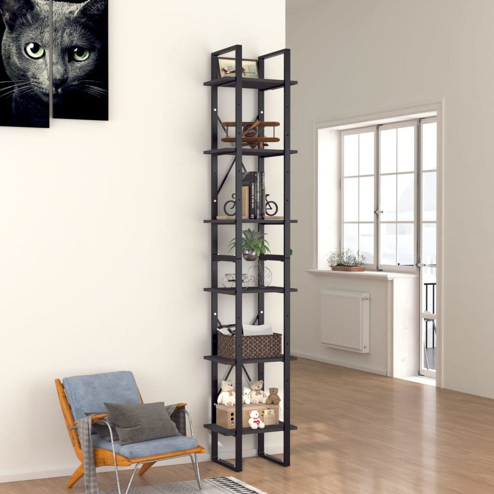 Boekenkast met 6 schappen 40x30x210 cm spaanplaat grijs MeubelReus