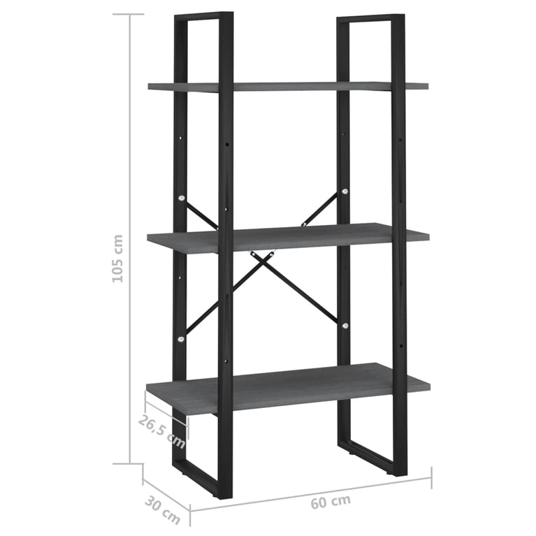Opbergrek 60x30x105 cm massief grenenhout grijs MeubelReus