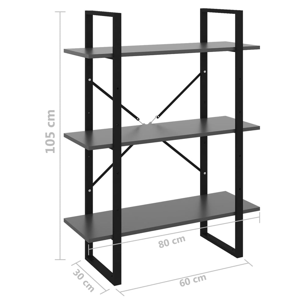 Boekenkast 80x30x105 cm spaanplaat grijs MeubelReus