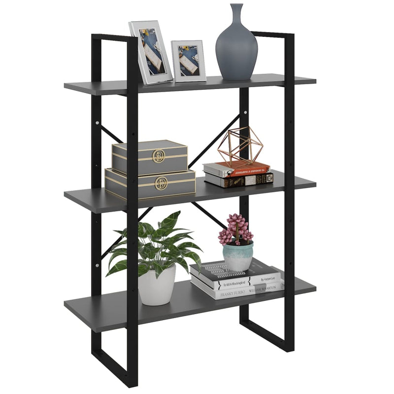 Boekenkast 80x30x105 cm spaanplaat grijs MeubelReus