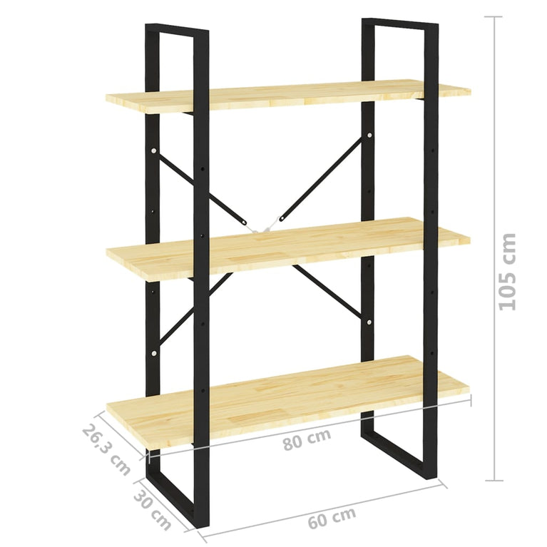 Boekenkast met 3 schappen 80x30x105 cm massief grenenhout MeubelReus