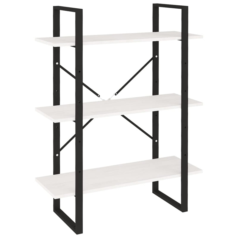 Boekenkast met 3 schappen 80x30x105 cm massief grenenhout wit MeubelReus