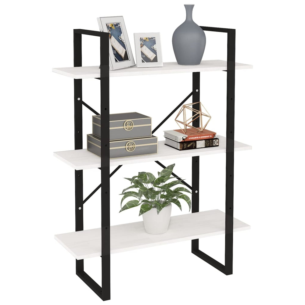 Boekenkast met 3 schappen 80x30x105 cm massief grenenhout wit MeubelReus