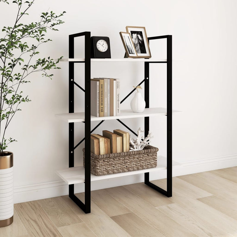 Boekenkast met 3 schappen 80x30x105 cm massief grenenhout wit MeubelReus