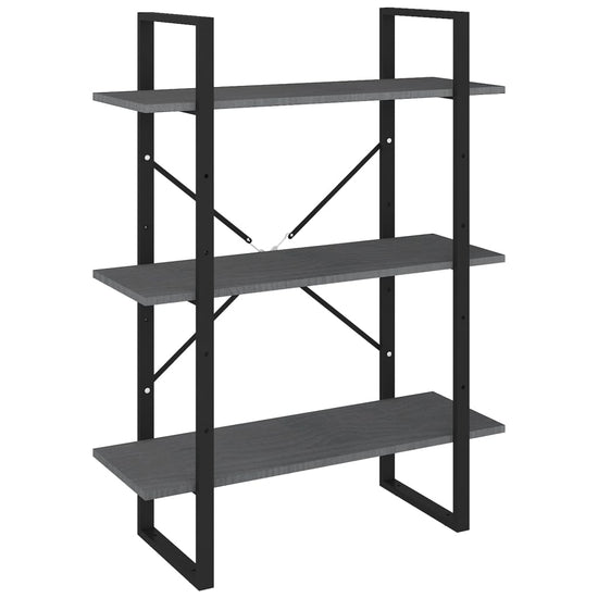 Boekenkast met 3 schappen 80x30x105 cm massief grenenhout grijs MeubelReus