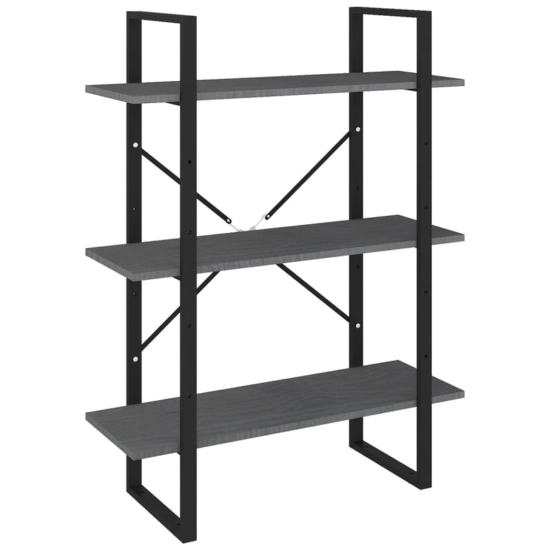 Boekenkast met 3 schappen 80x30x105 cm massief grenenhout grijs MeubelReus