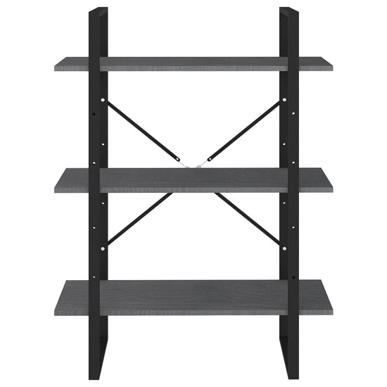 Boekenkast met 3 schappen 80x30x105 cm massief grenenhout grijs MeubelReus
