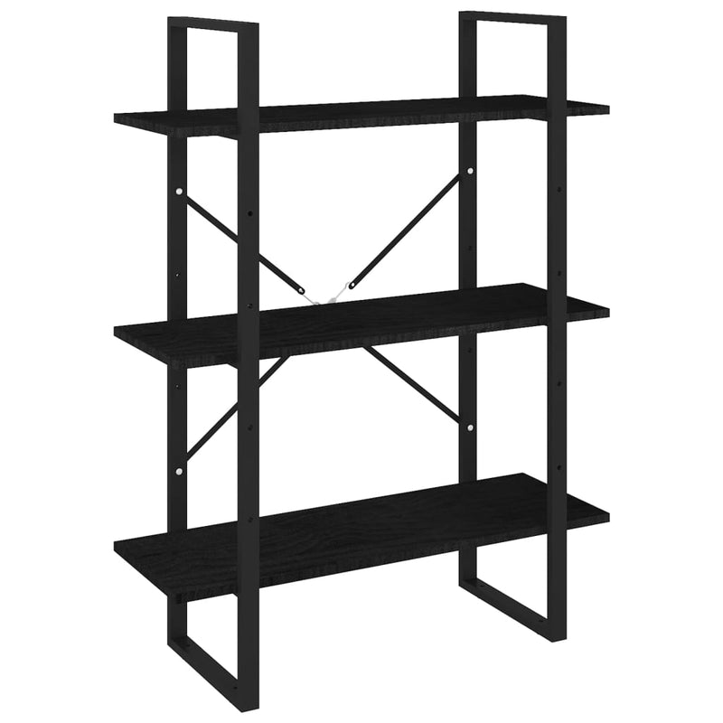 Boekenkast met 3 schappen 80x30x105 cm massief grenenhout zwart MeubelReus