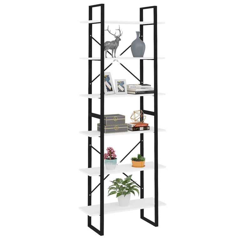 Hoge kast 80x30x210 cm bewerkt hout wit MeubelReus