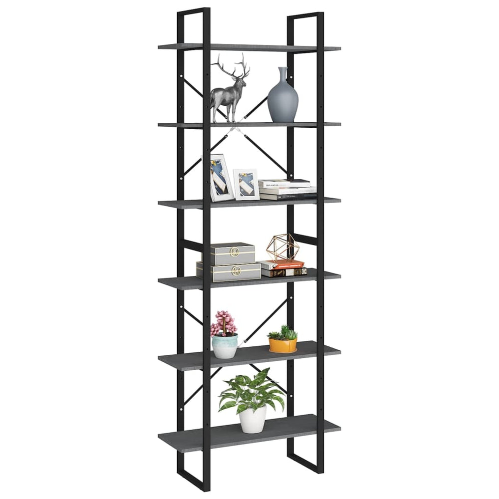 Hoge kast 80x30x210 cm massief grenenhout grijs MeubelReus