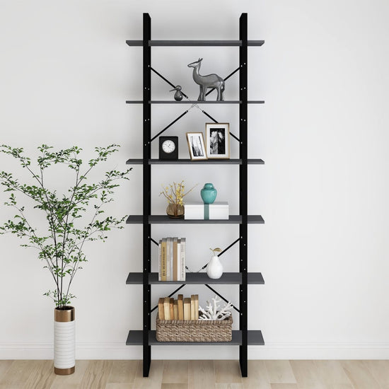 Hoge kast 80x30x210 cm massief grenenhout grijs MeubelReus