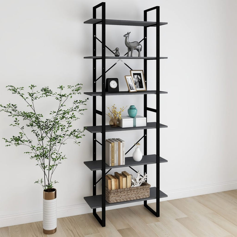Hoge kast 80x30x210 cm massief grenenhout grijs MeubelReus