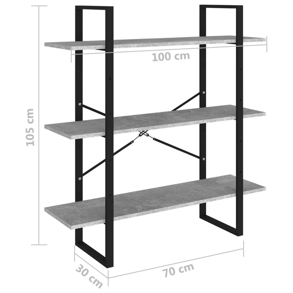 Boekenkast 100x30x105 cm spaanplaat betongrijs MeubelReus