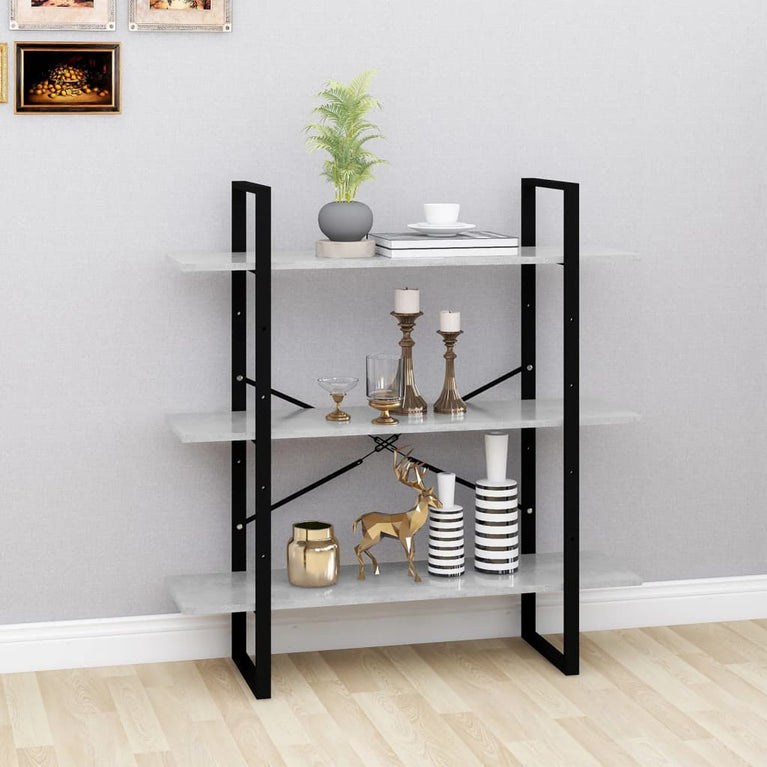 Boekenkast 100x30x105 cm spaanplaat betongrijs MeubelReus