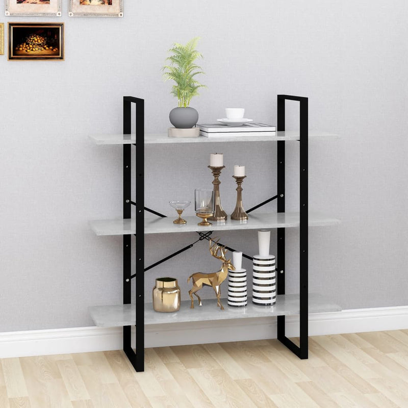 Boekenkast 100x30x105 cm spaanplaat betongrijs MeubelReus