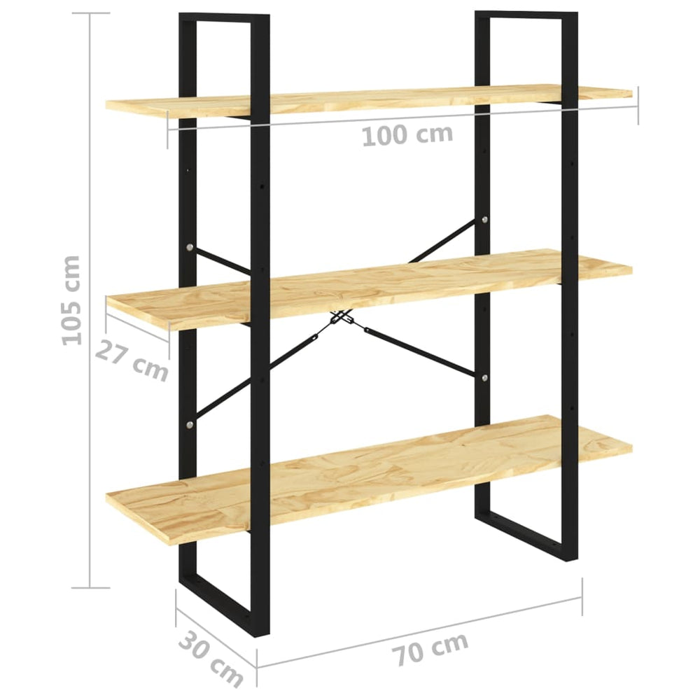 Boekenkast met 3 schappen 100x30x105 cm massief grenenhout MeubelReus