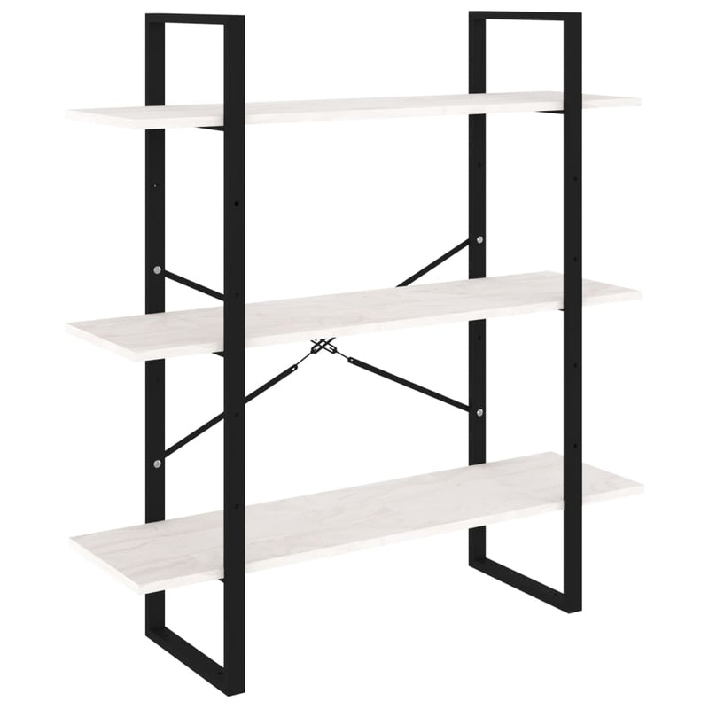 Boekenkast met 3 schappen 100x30x105 cm massief grenenhout wit MeubelReus