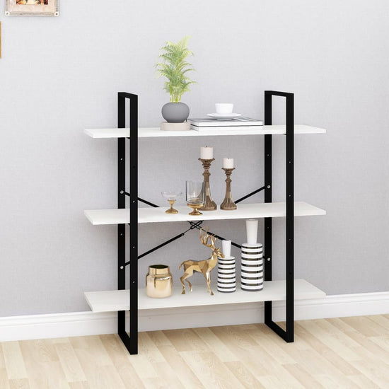 Boekenkast met 3 schappen 100x30x105 cm massief grenenhout wit MeubelReus