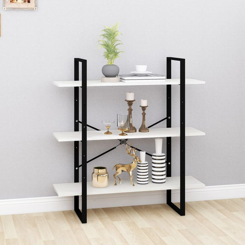 Boekenkast met 3 schappen 100x30x105 cm massief grenenhout wit MeubelReus