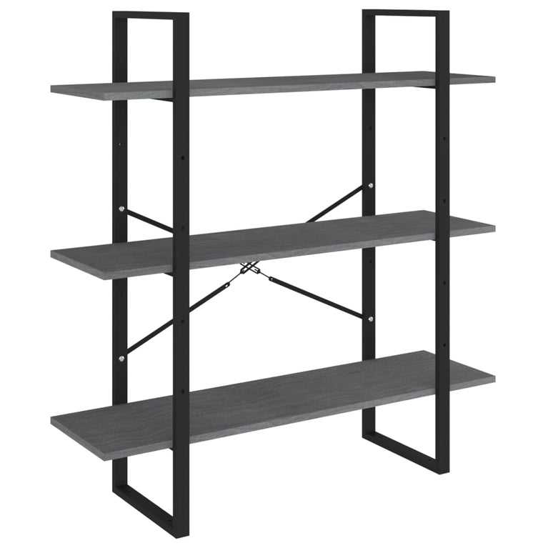 Boekenkast met 3 schappen 100x30x105 cm grenenhout grijs MeubelReus