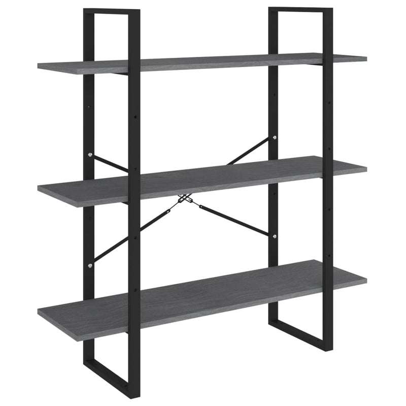Boekenkast met 3 schappen 100x30x105 cm grenenhout grijs MeubelReus