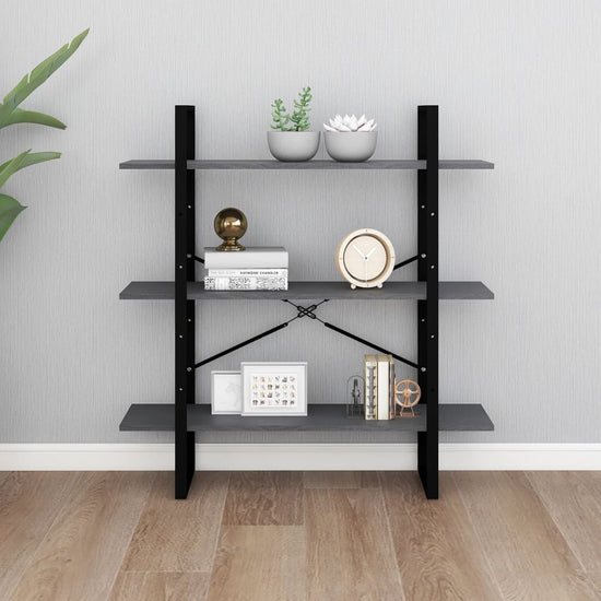 Boekenkast met 3 schappen 100x30x105 cm grenenhout grijs MeubelReus