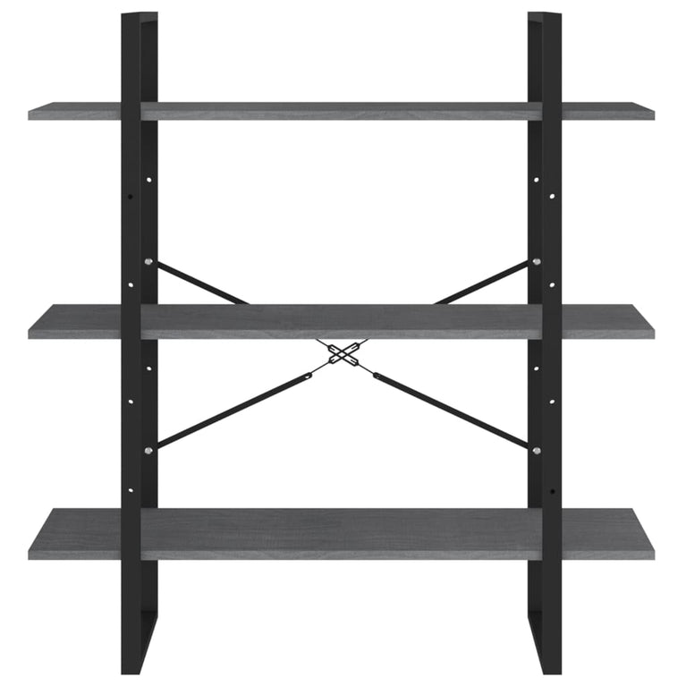 Boekenkast met 3 schappen 100x30x105 cm grenenhout grijs MeubelReus