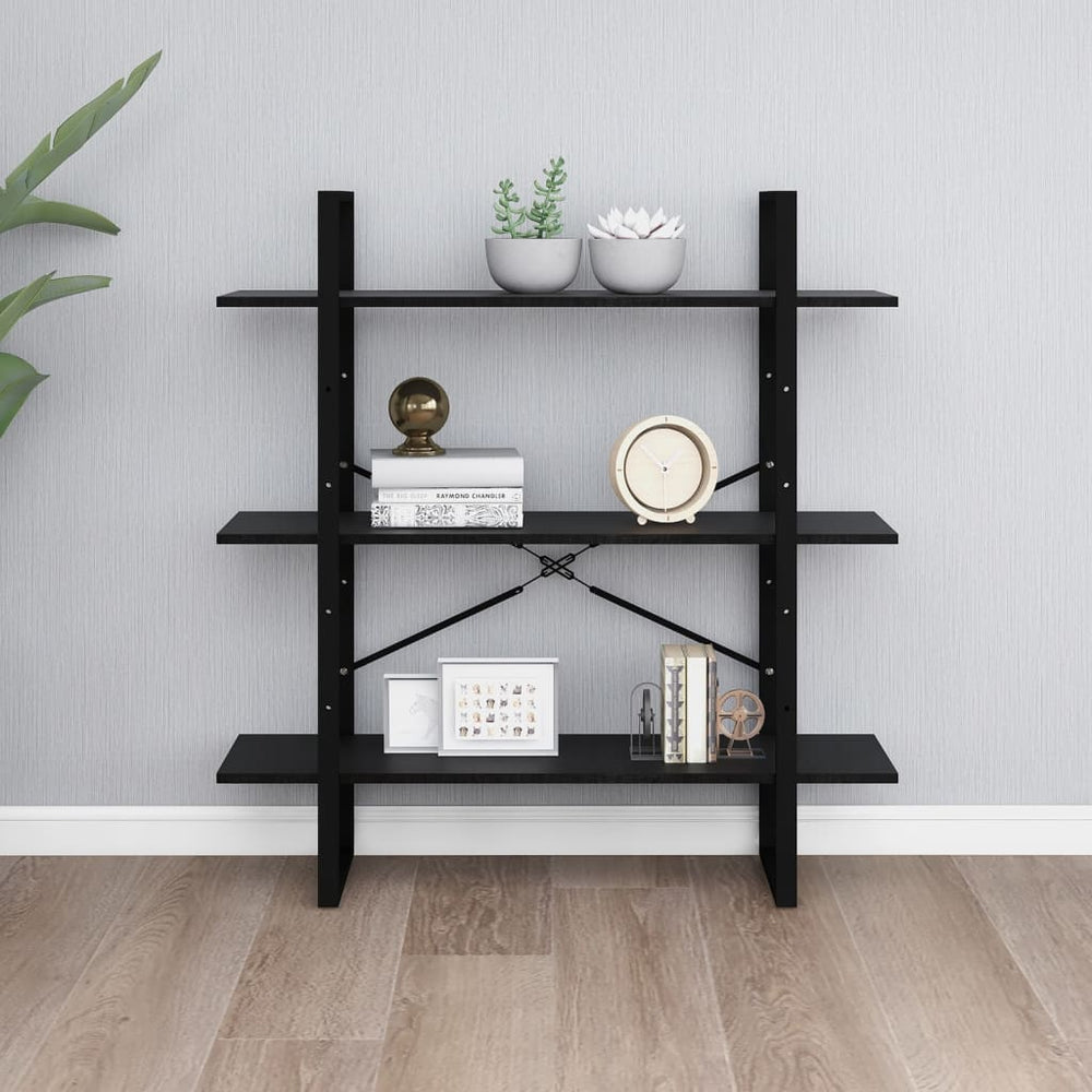 Boekenkast met 3 schappen 100x30x105 cm grenenhout zwart MeubelReus