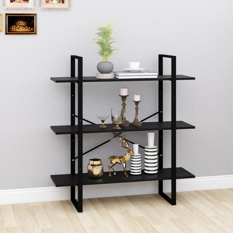 Boekenkast met 3 schappen 100x30x105 cm grenenhout zwart MeubelReus