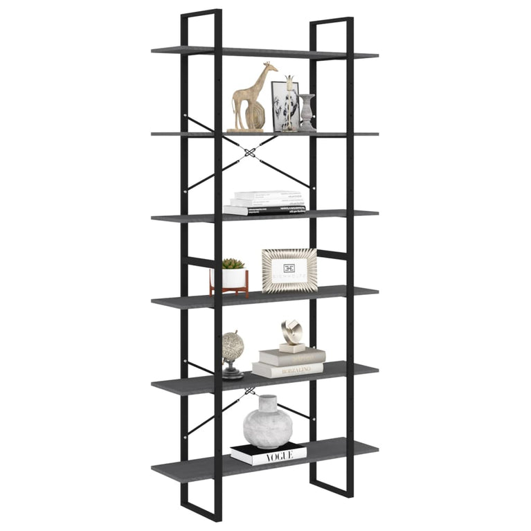 Hoge kast 100x30x210 cm massief grenenhout grijs MeubelReus
