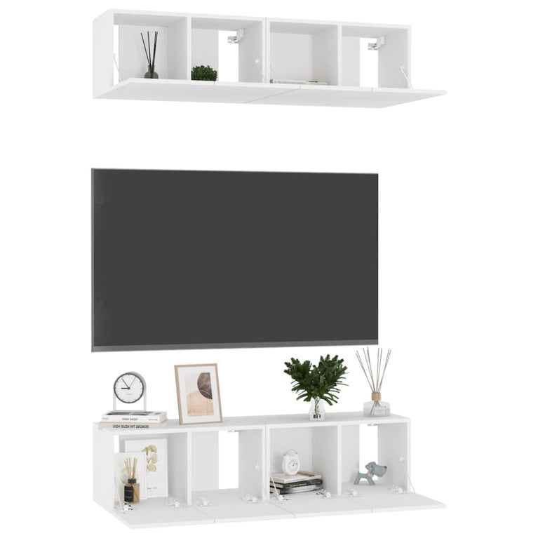 Tv-meubelen 4 st 60x30x30 cm spaanplaat wit MeubelReus