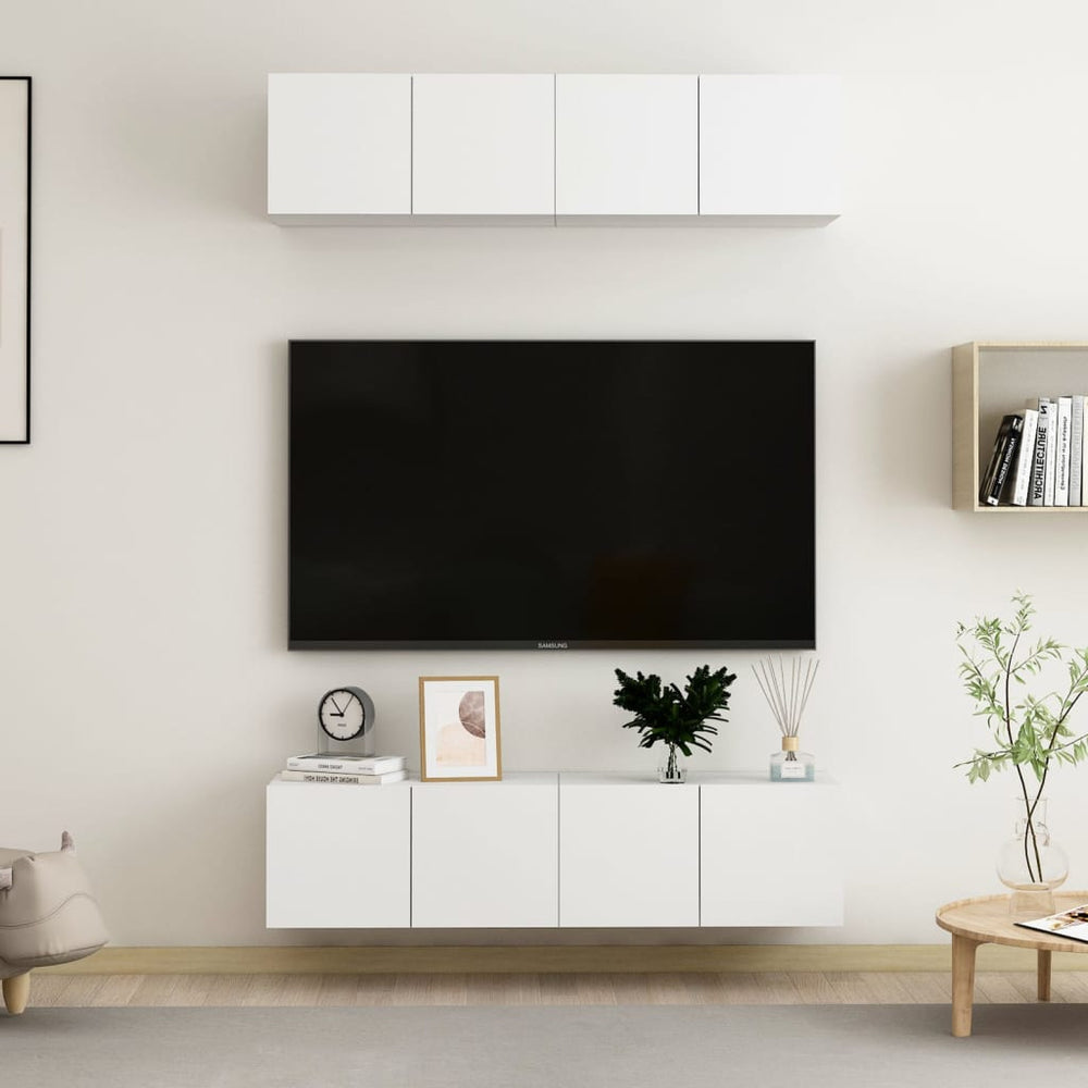 Tv-meubelen 4 st 60x30x30 cm spaanplaat wit MeubelReus