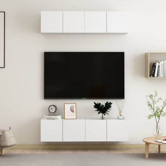 Tv-meubelen 4 st 60x30x30 cm spaanplaat wit MeubelReus