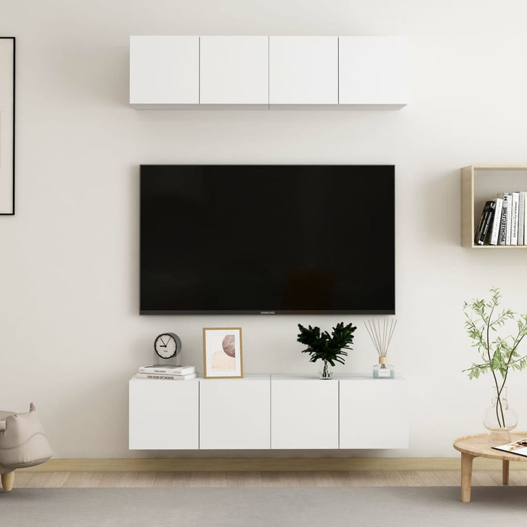 Tv-meubelen 4 st 60x30x30 cm spaanplaat wit MeubelReus