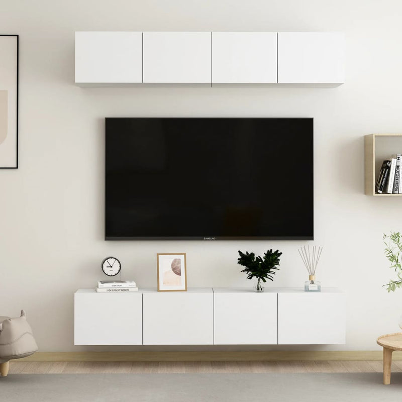 Tv-meubelen 4 st 80x30x30 cm bewerkt hout wit MeubelReus