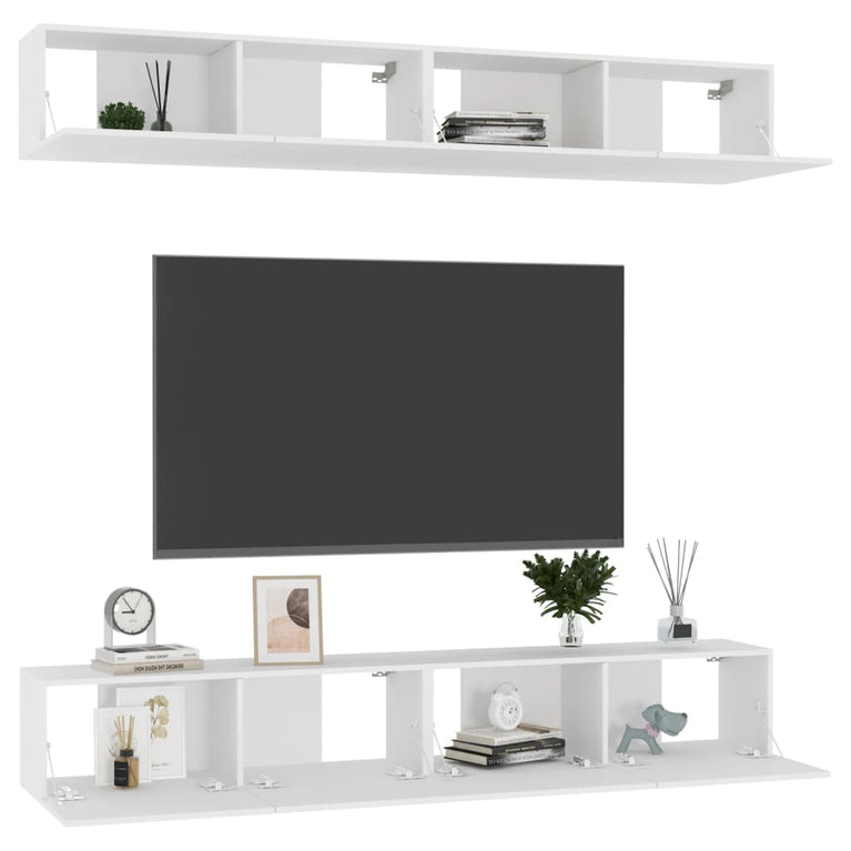 Tv-meubelen 4 st 100x30x30 cm spaanplaat wit MeubelReus