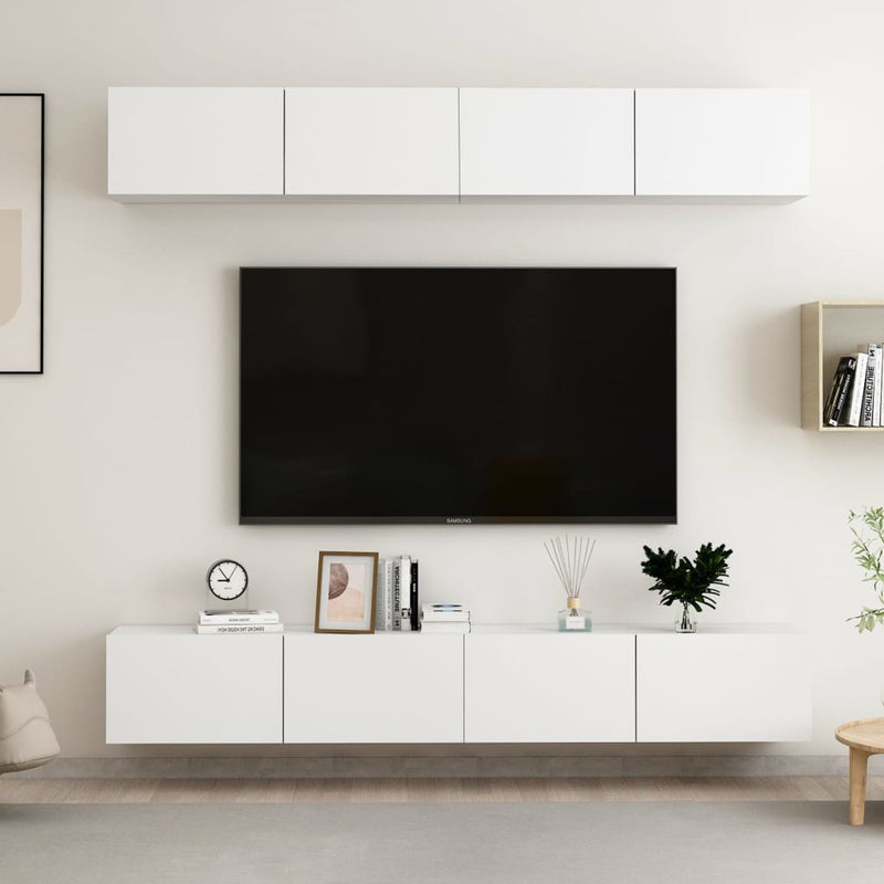 Tv-meubelen 4 st 100x30x30 cm spaanplaat wit MeubelReus