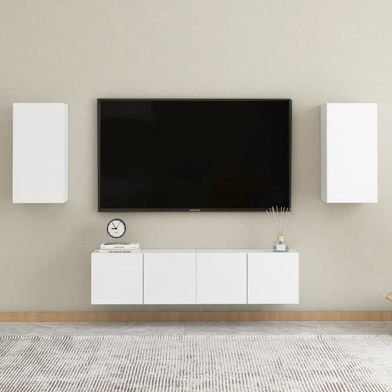 4-delige Tv-meubelset bewerkt hout wit MeubelReus
