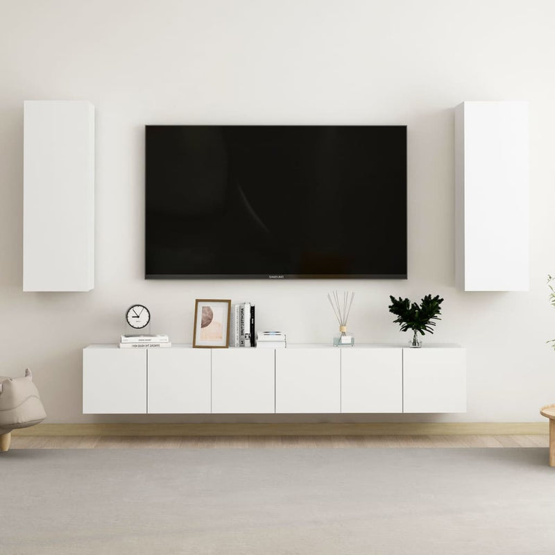 5-delige Tv-meubelset bewerkt hout wit MeubelReus