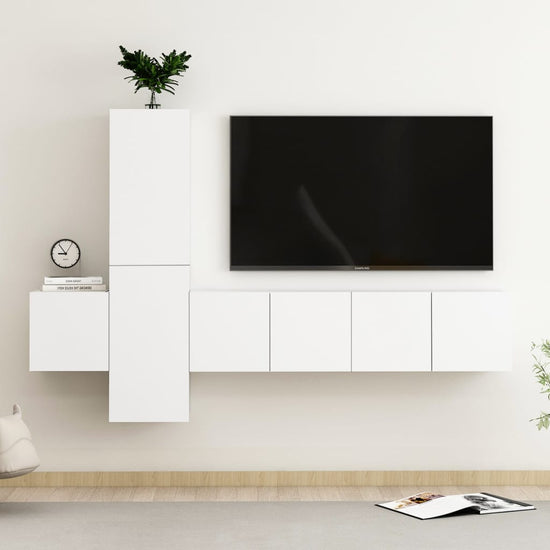 5-delige Tv-meubelset spaanplaat wit MeubelReus