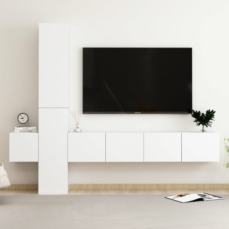 5-delige Tv-meubelset spaanplaat wit