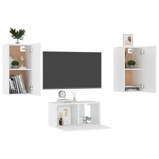 3-delige Tv-meubelset spaanplaat wit MeubelReus