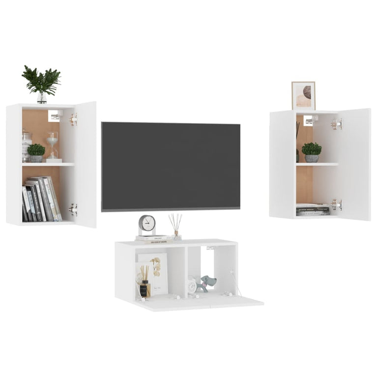 3-delige Tv-meubelset spaanplaat wit MeubelReus