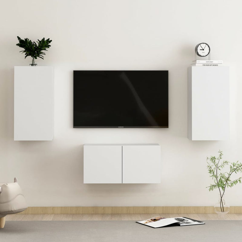 3-delige Tv-meubelset spaanplaat wit MeubelReus