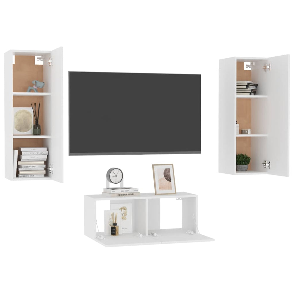 3-delige Tv-meubelset spaanplaat wit MeubelReus