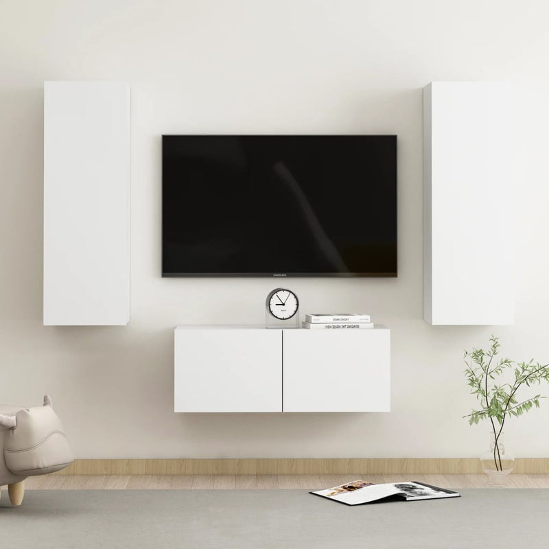 3-delige Tv-meubelset spaanplaat wit MeubelReus