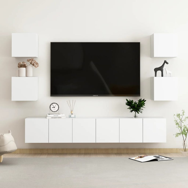 7-delige Tv-meubelset spaanplaat wit MeubelReus